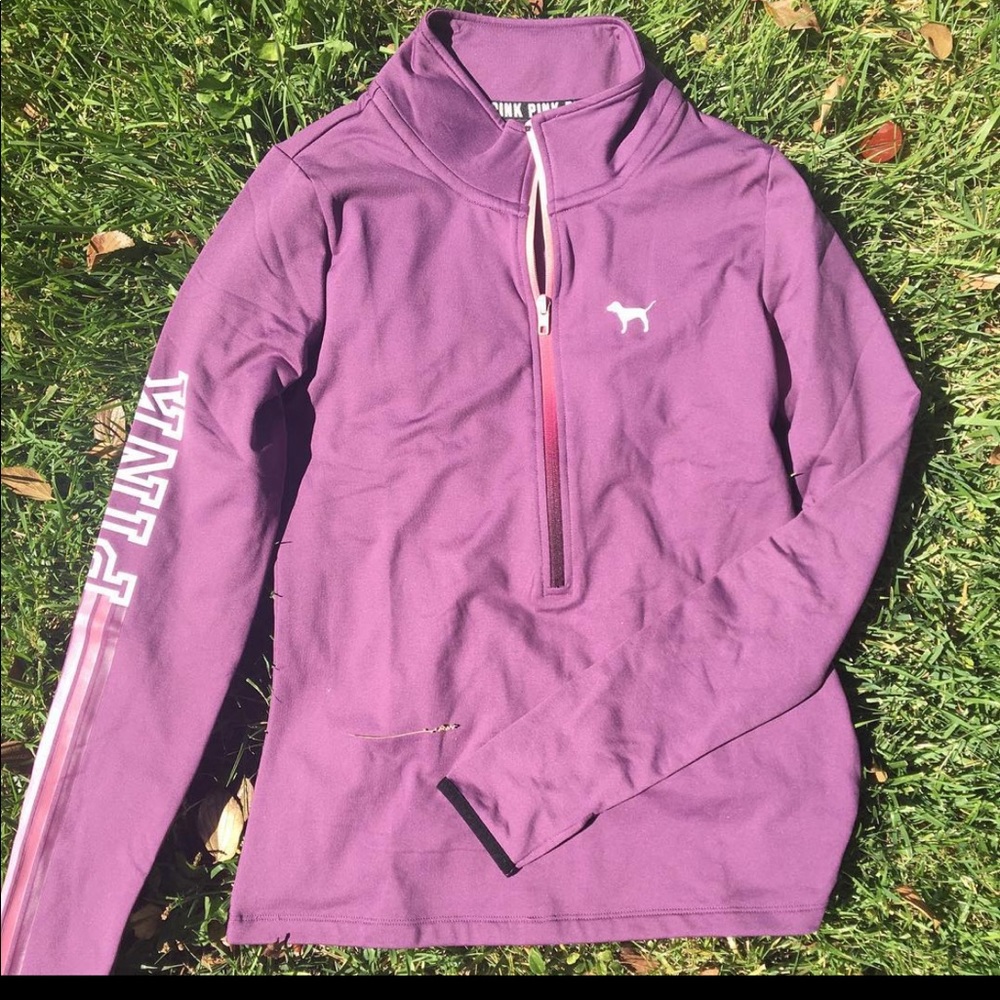EUC VS PINK ULTIMATE HALF 1/2 ZIP FLEECE OMBRE XS